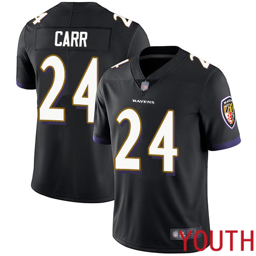 Baltimore Ravens Limited Black Youth Brandon Carr Alternate Jersey NFL Football #24 Vapor Untouchable->women nfl jersey->Women Jersey